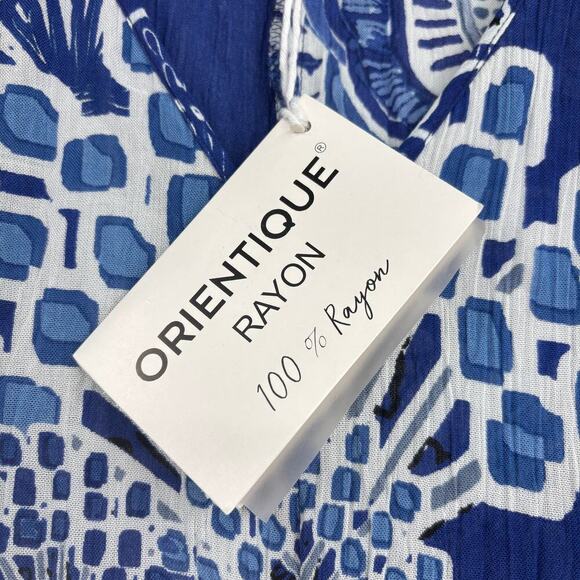 Orientique Naturally Midi Dress Seville Size S Blue Floral Crinkle Gauzy Flowy - Picture 7 of 16